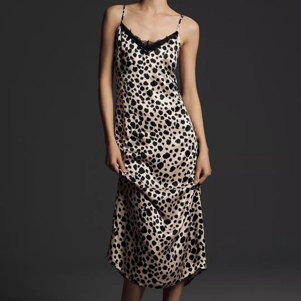 Anthropologie V-Neck Open-Back Slip Midi Dress